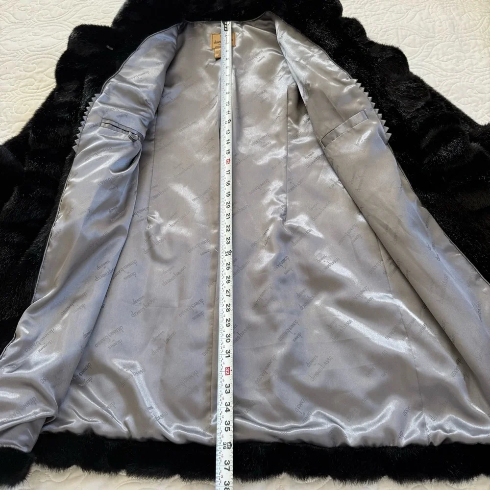 Dennis Basso Luxurious Black Faux Fur Mink Coat Shawl Collar Women’s Medium NWOT - Picture 14 of 14